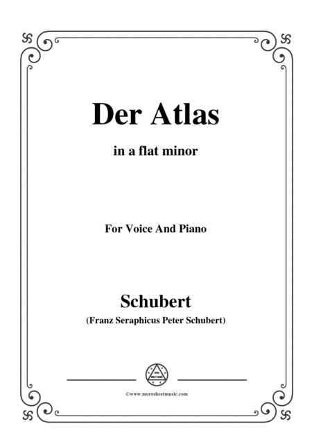 Schubert Der Atlas In A Flat Minor For Voice Piano Sheet Music