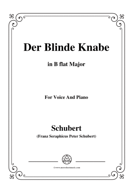 Schubert Der Blinde Knabe Op 101 In B Flat Major For Voice Piano Sheet Music