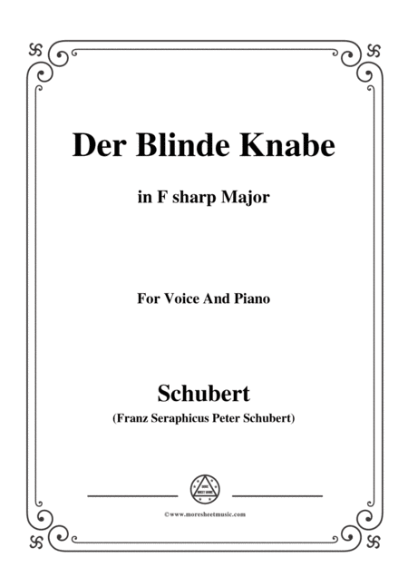 Free Sheet Music Schubert Der Blinde Knabe Op 101 In F Sharp Major For Voice Piano