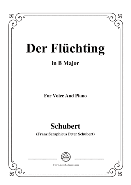 Schubert Der Flchting In B Major For Voice Piano Sheet Music