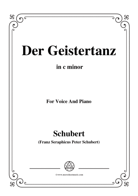 Schubert Der Geistertanz In C Minor For Voice And Piano Sheet Music