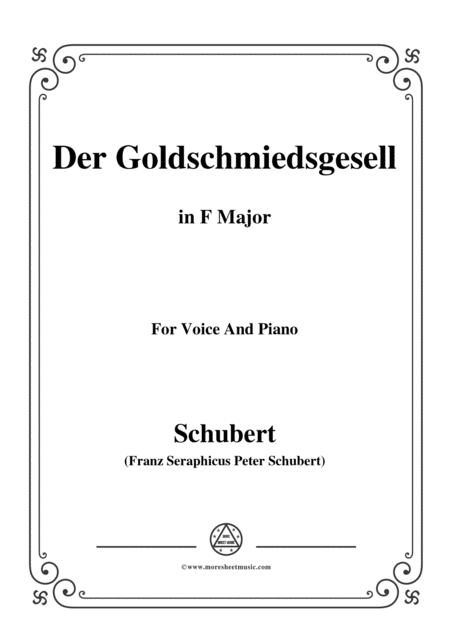 Schubert Der Goldschmiedsgesellc In F Major D 560 For Voice And Piano Sheet Music