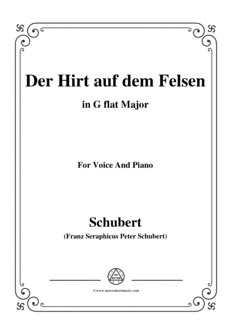 Schubert Der Hirt Auf Dem Felsen Op 129 In G Flat Major For Voice Piano Sheet Music