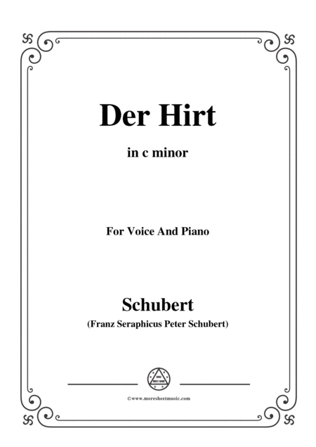 Free Sheet Music Schubert Der Hirt In C Minor D 490 For Voice And Piano