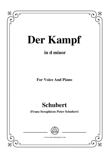 Free Sheet Music Schubert Der Kampf Op 110 In D Minor For Voice Piano