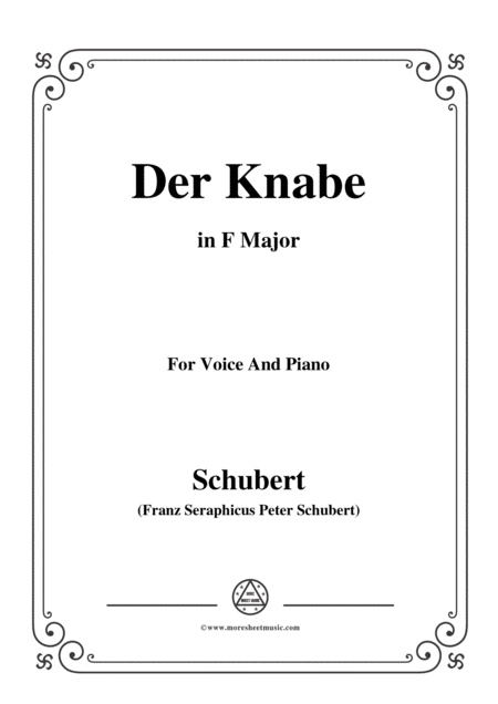 Schubert Der Knabe In F Major For Voice Piano Sheet Music