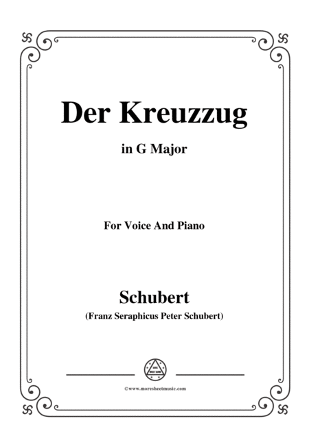 Free Sheet Music Schubert Der Kreuzzug In G Major D 932 For Voice And Piano