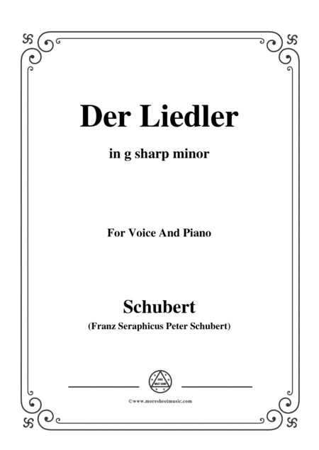 Free Sheet Music Schubert Der Liedler Op 38 D 209 In G Sharp Minor For Voice Piano