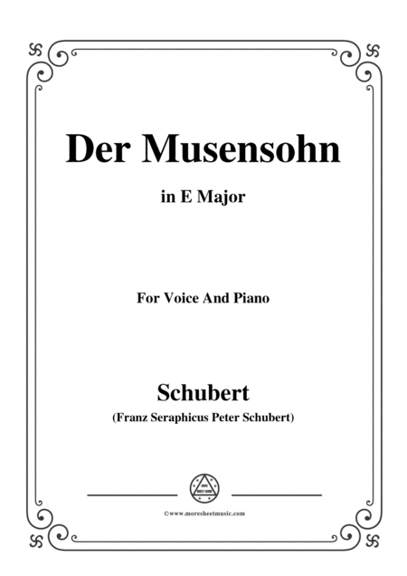 Free Sheet Music Schubert Der Musensohn In E Major For Voice And Piano