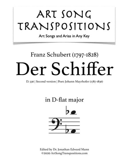 Schubert Der Schiffer D 536 Second Version Transposed To D Flat Major Bass Clef Sheet Music