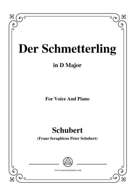 Schubert Der Schmetterling Op 57 No 1 In D Major For Voice Piano Sheet Music