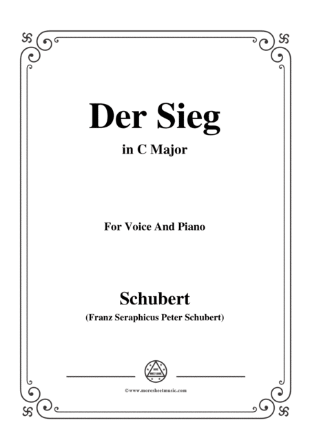Free Sheet Music Schubert Der Sieg In C Major For Voice Piano