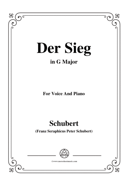 Schubert Der Sieg In G Major For Voice Piano Sheet Music