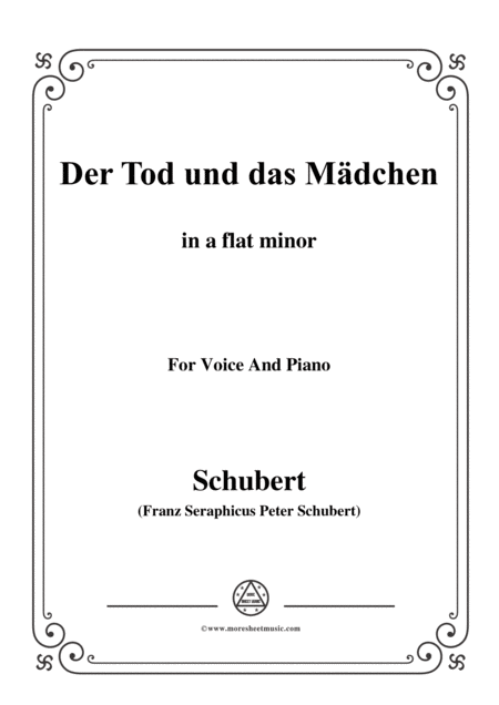 Schubert Der Tod Und Das Mdchen Op 7 No 3 In A Flat Minor For Voice Piano Sheet Music