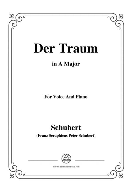 Schubert Der Traum Op 172 No 1 In A Major For Voice Piano Sheet Music