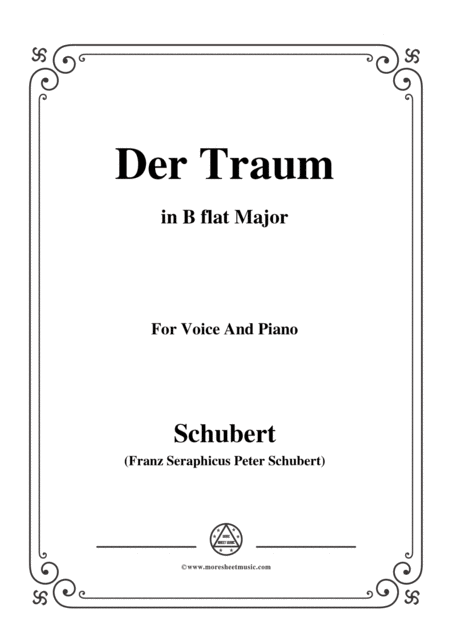 Schubert Der Traum Op 172 No 1 In B Flat Major For Voice Piano Sheet Music