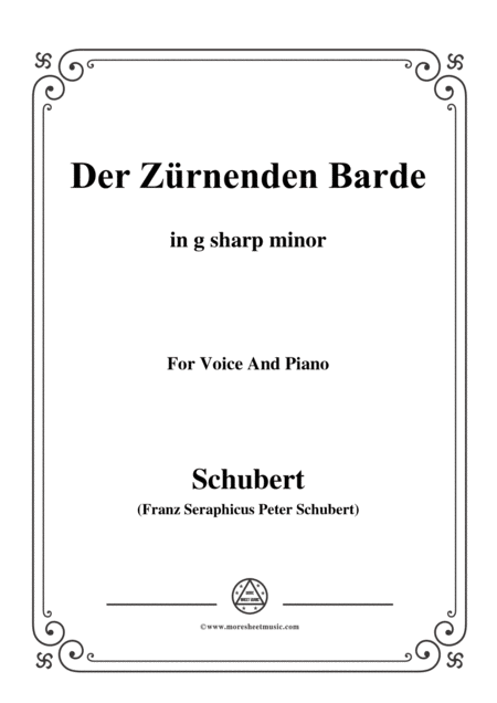 Free Sheet Music Schubert Der Zrnenden Barde In G Sharp Minor For Voice Piano