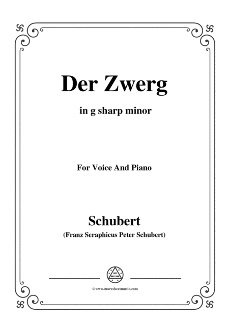 Schubert Der Zwerg Op 22 No 1 In G Sharp Minor For Voice Piano Sheet Music