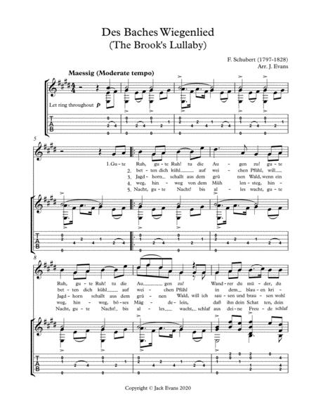 Free Sheet Music Schubert Des Baches Wiegenlied For Voice And Guitar