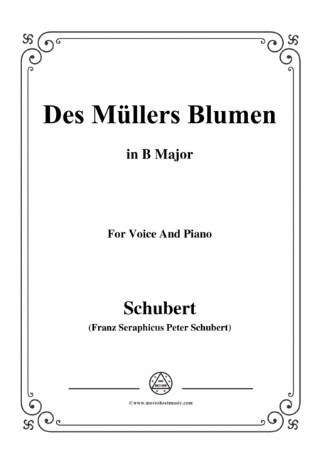 Schubert Des Mllers Blumen In B Major For Voice And Piano Sheet Music