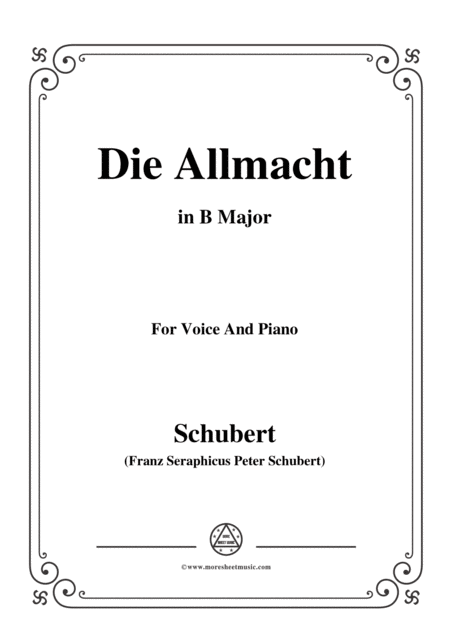 Schubert Die Allmacht Op 79 No 2 In B Major For Voice Piano Sheet Music