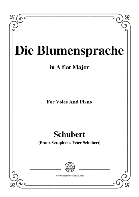 Schubert Die Blumensprache In A Flat Major Op 173 No 5 For Voice And Piano Sheet Music