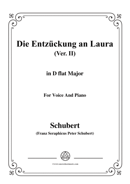 Schubert Die Entzckung An Laura Version Ii D 577 In D Flat Major For Voice Piano Sheet Music