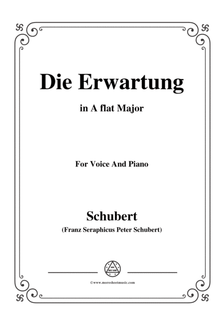 Schubert Die Erwartung Op 116 In A Flat Major For Voice Piano Sheet Music