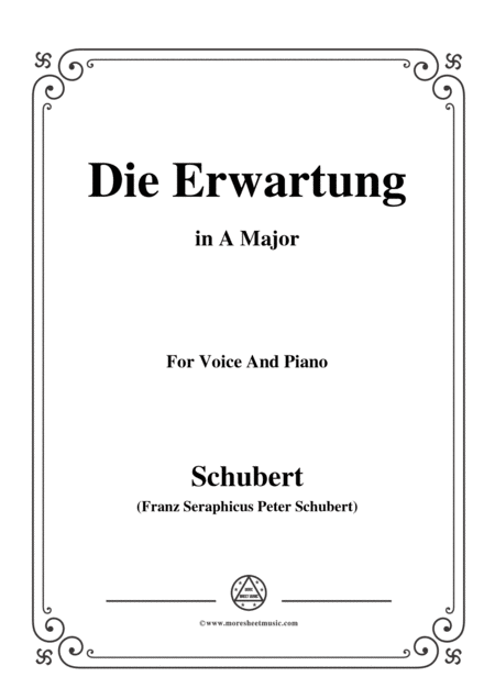 Free Sheet Music Schubert Die Erwartung Op 116 In A Major For Voice Piano