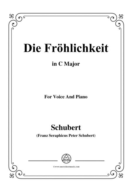 Free Sheet Music Schubert Die Frhlichkeit In C Major For Voice Piano