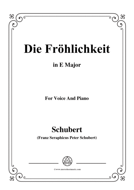 Free Sheet Music Schubert Die Frhlichkeit In E Major For Voice Piano