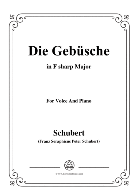 Schubert Die Gebsche In F Sharp Major For Voice Piano Sheet Music