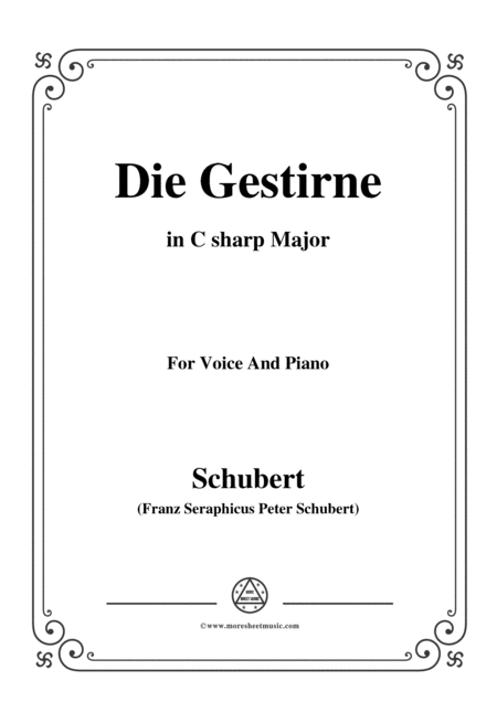 Schubert Die Gestirne In C Sharp Major For Voice Piano Sheet Music