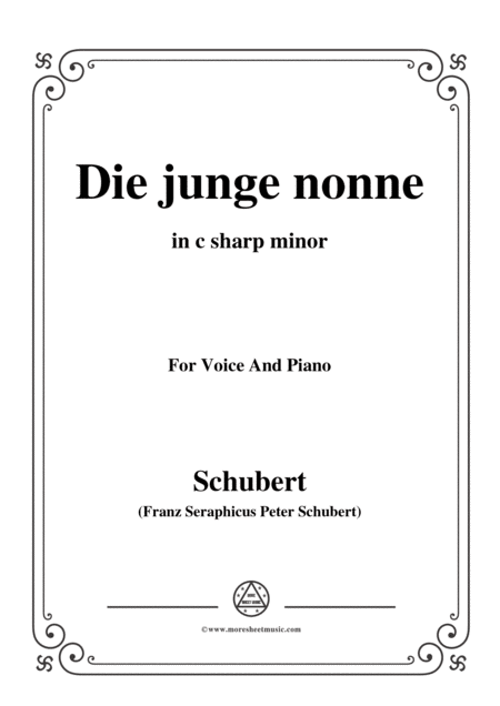 Schubert Die Junge Nonne In C Sharp Minor For Voice And Piano Sheet Music