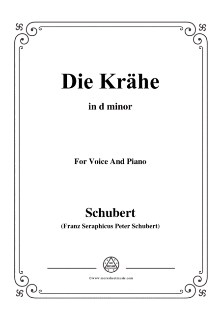 Free Sheet Music Schubert Die Krhe In D Minor Op 89 No 15 For Voice And Piano