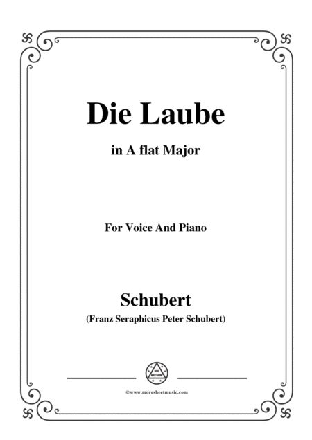 Schubert Die Laube Op 172 No 2 In A Flat Major For Voice Piano Sheet Music