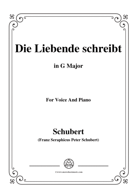 Schubert Die Liebende Schreibt In F Major Op 165 No 1 For Voice And Piano Sheet Music