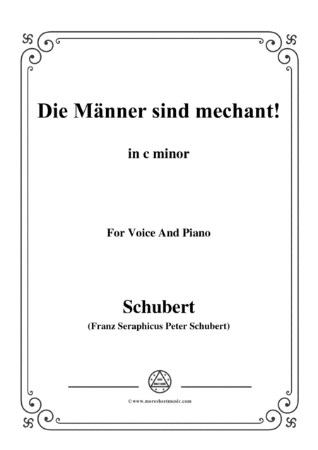 Schubert Die Mnner Sind Mechant In C Minor Op 95 No 3 For Voice And Piano Sheet Music