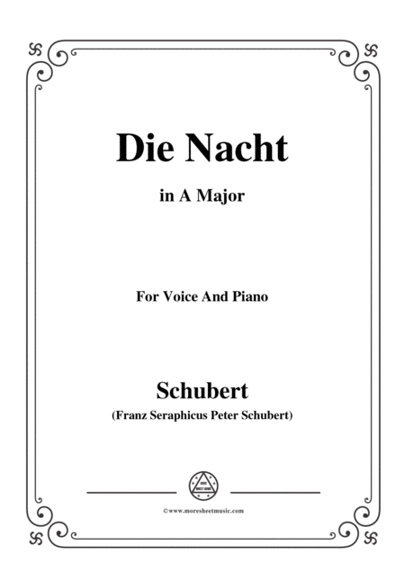 Free Sheet Music Schubert Die Nacht In A Major D 359 For Voice And Piano