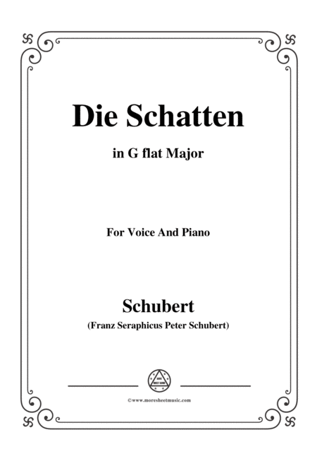 Free Sheet Music Schubert Die Schatten In G Flat Major For Voice Piano