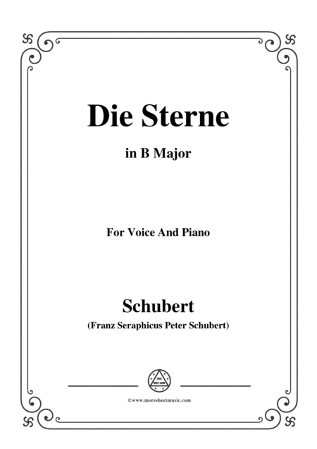 Schubert Die Sterne In B Major D 684 For Voice And Piano Sheet Music