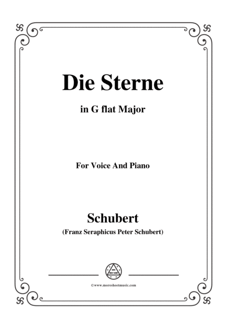 Schubert Die Sterne In G Flat Major For Voice Piano Sheet Music