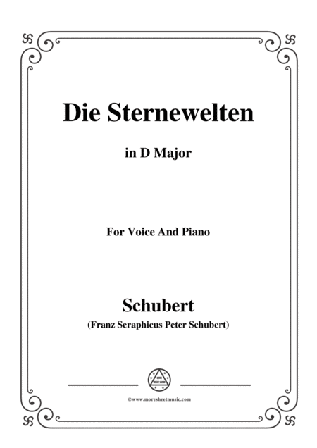 Free Sheet Music Schubert Die Sternenwelten In D Major For Voice Piano