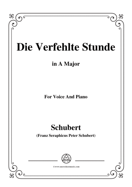 Free Sheet Music Schubert Die Verfehlte Stunde In A Major For Voice Piano