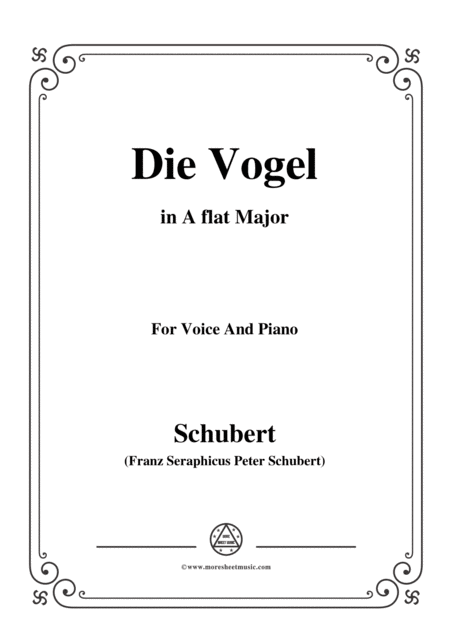 Schubert Die Vogel Op 172 No 6 In A Flat Major For Voice Piano Sheet Music