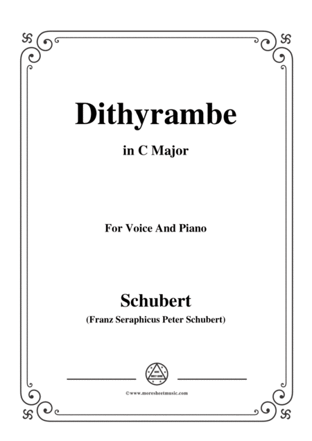 Schubert Dithyrambe Op 60 No 2 In C Major For Voice Piano Sheet Music