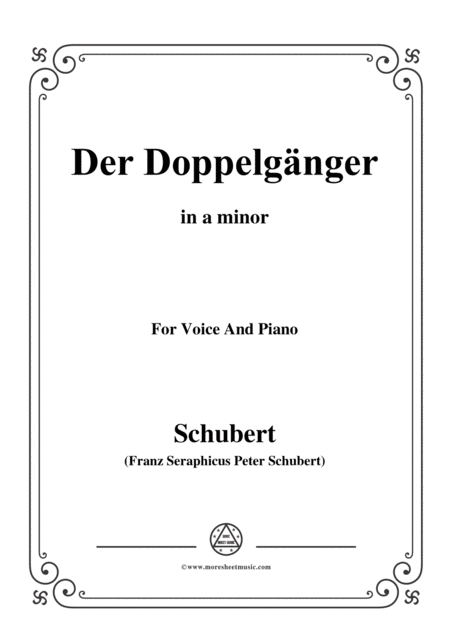 Free Sheet Music Schubert Doppelgnger In A Minor For Voice And Piano