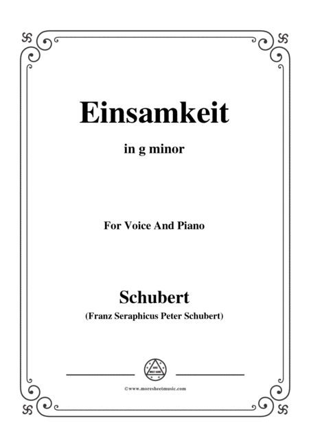 Schubert Einsamkeit From Winterreise Op 89 D 911 No 12 In G Minor For Voice Pno Sheet Music