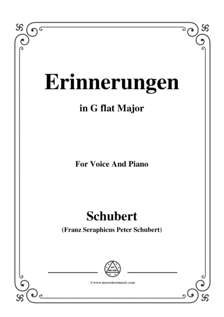 Schubert Erinnerungen In G Flat Major For Voice And Piano Sheet Music