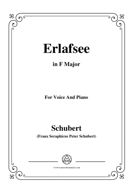 Schubert Erlafsee Op 8 No 3 In F Major For Voice Piano Sheet Music